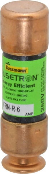 Cooper Bussmann - 125 VDC, 250 VAC, 6 Amp, Time Delay General Purpose Fuse - Fuse Holder Mount, 50.8mm OAL, 20 at DC, 200 (RMS) kA Rating, 9/16" Diam - Exact Tooling