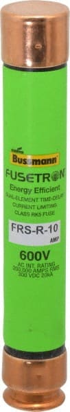 Cooper Bussmann - 300 VDC, 600 VAC, 10 Amp, Time Delay General Purpose Fuse - Fuse Holder Mount, 127mm OAL, 20 at DC, 200 (RMS) kA Rating, 13/16" Diam - Exact Tooling