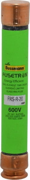 Cooper Bussmann - 300 VDC, 600 VAC, 20 Amp, Time Delay General Purpose Fuse - Fuse Holder Mount, 127mm OAL, 20 at DC, 200 (RMS) kA Rating, 13/16" Diam - Exact Tooling
