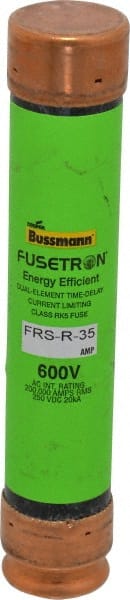 Cooper Bussmann - 250 VDC, 600 VAC, 35 Amp, Time Delay General Purpose Fuse - Fuse Holder Mount, 5-1/2" OAL, 20 at DC, 200 (RMS) kA Rating, 1-1/16" Diam - Exact Tooling