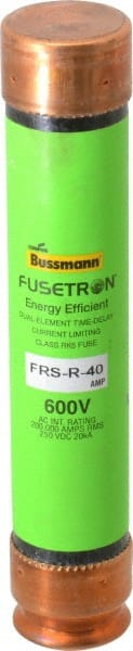 Cooper Bussmann - 250 VDC, 600 VAC, 40 Amp, Time Delay General Purpose Fuse - Fuse Holder Mount, 5-1/2" OAL, 20 at DC, 200 (RMS) kA Rating, 1-1/16" Diam - Exact Tooling