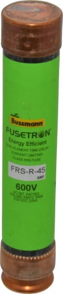 Cooper Bussmann - 250 VDC, 600 VAC, 45 Amp, Time Delay General Purpose Fuse - Fuse Holder Mount, 5-1/2" OAL, 20 at DC, 200 (RMS) kA Rating, 1-1/16" Diam - Exact Tooling