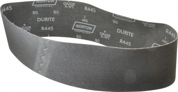 Norton - 4" Wide x 36" OAL, 80 Grit, Silicon Carbide Abrasive Belt - Silicon Carbide, Medium, Coated, Wet - Exact Tooling