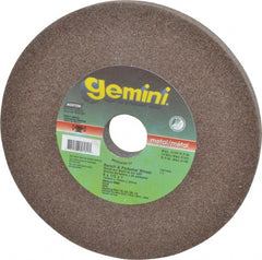 Norton - 60/80 Grit Aluminum Oxide Bench & Pedestal Grinding Wheel - 6" Diam x 1" Hole x 1/2" Thick, 6210 Max RPM, Medium Grade - Exact Tooling