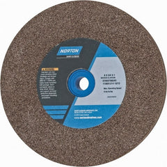 Norton - 60/80 Grit Aluminum Oxide Bench & Pedestal Grinding Wheel - 6" Diam x 1" Hole x 3/4" Thick, 4140 Max RPM, Medium Grade - Exact Tooling