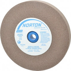 Norton - 100 Grit Aluminum Oxide Bench & Pedestal Grinding Wheel - 6" Diam x 1" Hole x 3/4" Thick, 4140 Max RPM, Fine Grade - Exact Tooling