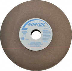 Norton - 100 Grit Aluminum Oxide Bench & Pedestal Grinding Wheel - 7" Diam x 1" Hole x 1" Thick, 3600 Max RPM, Fine Grade - Exact Tooling