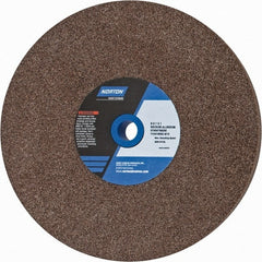 Norton - 60/80 Grit Aluminum Oxide Bench & Pedestal Grinding Wheel - 8" Diam x 1" Hole x 1" Thick, 3600 Max RPM, Medium Grade - Exact Tooling