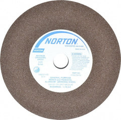 Norton - 60/80 Grit Aluminum Oxide Bench & Pedestal Grinding Wheel - 10" Diam x 1-1/4" Hole x 1" Thick, 2485 Max RPM, Medium Grade - Exact Tooling