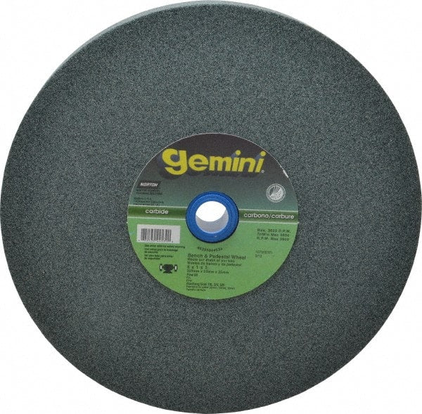 Norton - 80 Grit Silicon Carbide Bench & Pedestal Grinding Wheel - 8" Diam x 1" Hole x 1" Thick, 3600 Max RPM, Medium Grade - Exact Tooling