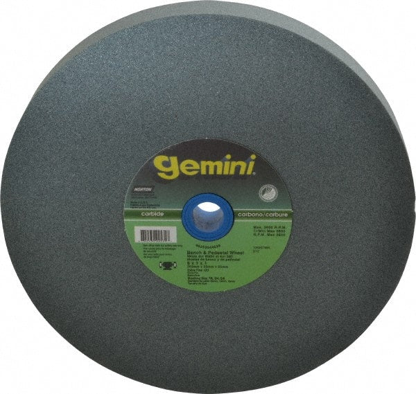 Norton - 120 Grit Silicon Carbide Bench & Pedestal Grinding Wheel - 8" Diam x 1" Hole x 1" Thick, 3600 Max RPM, Fine Grade - Exact Tooling