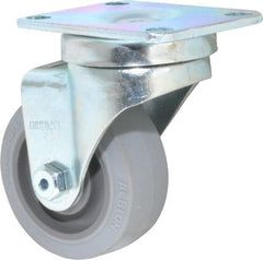 Albion - 3" Diam x 1-1/4" Wide x 4-1/4" OAH Top Plate Mount Swivel Caster - Rubber, 200 Lb Capacity, Delrin Bearing, 2-1/2 x 3-5/8" Plate - Exact Tooling