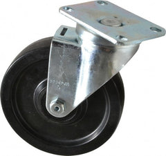 Albion - 5" Diam x 1-1/4" Wide x 6-3/16" OAH Top Plate Mount Swivel Caster - Phenolic, 350 Lb Capacity, Roller Bearing, 2-1/2 x 3-5/8" Plate - Exact Tooling