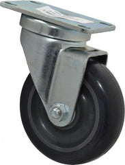 Albion - 4" Diam x 1-1/4" Wide x 5-1/8" OAH Top Plate Mount Swivel Caster - Polyurethane, 350 Lb Capacity, Delrin Bearing, 2-1/2 x 3-5/8" Plate - Exact Tooling
