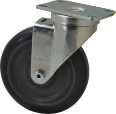 Albion - 5" Diam x 1-1/4" Wide x 6-3/16" OAH Top Plate Mount Swivel Caster - Polyurethane, 350 Lb Capacity, Delrin Bearing, 2-1/2 x 3-5/8" Plate - Exact Tooling