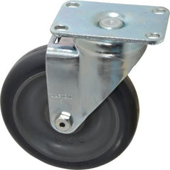 Albion - 5" Diam x 1-1/4" Wide x 6-3/16" OAH Top Plate Mount Swivel Caster - Polyurethane, 350 Lb Capacity, Ball Bearing, 2-1/2 x 3-5/8" Plate - Exact Tooling