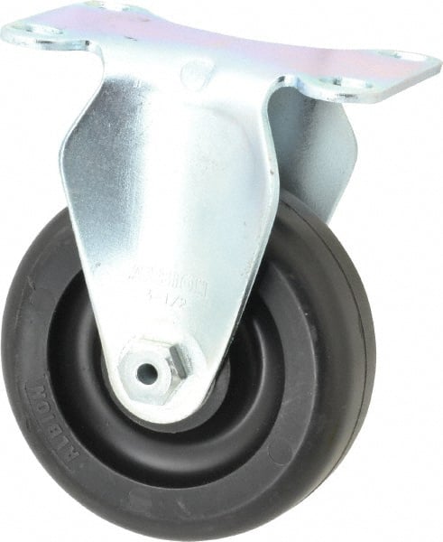Albion - 3-1/2" Diam x 1-1/4" Wide x 4-11/16" OAH Top Plate Mount Rigid Caster - Polyolefin, 300 Lb Capacity, Delrin Bearing, 2-1/2 x 3-5/8" Plate - Exact Tooling