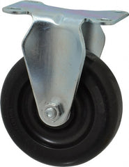 Albion - 4" Diam x 1-1/4" Wide x 5-1/8" OAH Top Plate Mount Rigid Caster - Polyolefin, 300 Lb Capacity, Delrin Bearing, 2-1/2 x 3-5/8" Plate - Exact Tooling