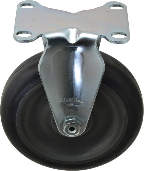 Albion - 5" Diam x 1-1/4" Wide x 6-3/16" OAH Top Plate Mount Rigid Caster - Polyurethane, 350 Lb Capacity, Delrin Bearing, 2-1/2 x 3-5/8" Plate - Exact Tooling