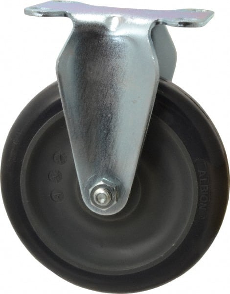 Albion - 5" Diam x 1-1/4" Wide x 6-3/16" OAH Top Plate Mount Rigid Caster - Polyurethane, 350 Lb Capacity, Ball Bearing, 2-1/2 x 3-5/8" Plate - Exact Tooling