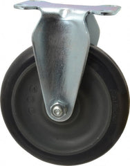 Albion - 5" Diam x 1-1/4" Wide x 6-3/16" OAH Top Plate Mount Rigid Caster - Polyurethane, 350 Lb Capacity, Ball Bearing, 2-1/2 x 3-5/8" Plate - Exact Tooling