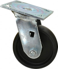 Albion - 5" Diam x 1-1/2" Wide x 6-1/2" OAH Top Plate Mount Swivel Caster - Polypropylene, 450 Lb Capacity, Roller Bearing, 4 x 4-1/2" Plate - Exact Tooling