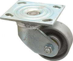 Albion - 3-1/4" Diam x 1-1/2" Wide x 4-1/4" OAH Top Plate Mount Swivel Caster - Cast Iron, 400 Lb Capacity, Roller Bearing, 4 x 4-1/2" Plate - Exact Tooling