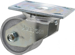 Albion - 3-1/4" Diam x 2-3/16" Wide x 4-1/4" OAH Top Plate Mount Swivel Caster - Cast Iron, 700 Lb Capacity, Roller Bearing, 4 x 4-1/2" Plate - Exact Tooling