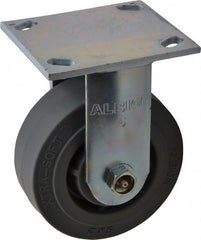 Albion - 5" Diam x 2" Wide x 6-1/2" OAH Top Plate Mount Rigid Caster - Soft Rubber, 350 Lb Capacity, Roller Bearing, 4 x 4-1/2" Plate - Exact Tooling