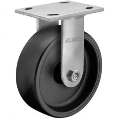 Albion - 4" Diam x 2" Wide x 5-5/8" OAH Top Plate Mount Rigid Caster - Polypropylene, 450 Lb Capacity, Roller Bearing, 4 x 4-1/2" Plate - Exact Tooling