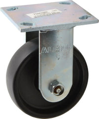 Albion - 5" Diam x 1-1/2" Wide x 6-1/2" OAH Top Plate Mount Rigid Caster - Polypropylene, 450 Lb Capacity, Roller Bearing, 4 x 4-1/2" Plate - Exact Tooling