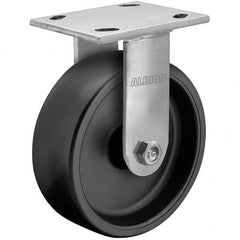 Albion - 8" Diam x 2" Wide x 9-1/2" OAH Top Plate Mount Rigid Caster - Polypropylene, 850 Lb Capacity, Roller Bearing, 4 x 4-1/2" Plate - Exact Tooling