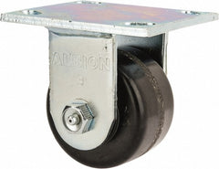Albion - 3-1/4" Diam x 2" Wide x 4-1/4" OAH Top Plate Mount Rigid Caster - Phenolic, 700 Lb Capacity, Roller Bearing, 4 x 4-1/2" Plate - Exact Tooling