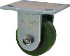 Albion - 3-1/4" Diam x 1-5/8" Wide x 4-1/4" OAH Top Plate Mount Rigid Caster - Polyurethane, 420 Lb Capacity, Roller Bearing, 4 x 4-1/2" Plate - Exact Tooling