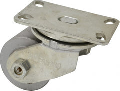 Albion - 4" Diam x 3" Wide x 5-1/2" OAH Top Plate Mount Swivel Caster - Cast Iron, 2,000 Lb Capacity, Roller Bearing, 4-1/2 x 6-1/4" Plate - Exact Tooling