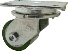 Albion - 4" Diam x 3-1/4" Wide x 6" OAH Top Plate Mount Swivel Caster - Polyurethane, 1,200 Lb Capacity, Roller Bearing, 5-1/4 x 7-1/4" Plate - Exact Tooling