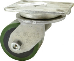 Albion - 5" Diam x 3" Wide x 7" OAH Top Plate Mount Swivel Caster - Polyurethane, 1,530 Lb Capacity, Roller Bearing, 5-1/4 x 7-1/4" Plate - Exact Tooling