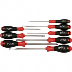 Wiha - 8 Piece Slotted & Phillips Screwdriver Set - Bit Sizes: Philips #1, #2 & #3, Comes in Box - Exact Tooling