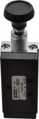 Parker - 0.20 CV Rate, 1/8" NPT Inlet Direct Air 2 Mechanical Spool Valve - 4 Way, 2 Position, 150 Max psi, Button Push Pull - Exact Tooling