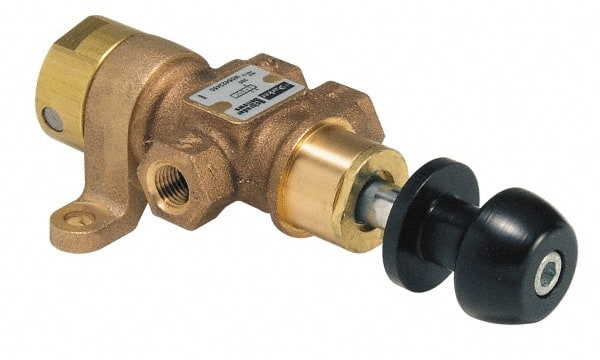 Parker - 1/4" NPT HD Manual Spool Valve - 3-Way, 2-Position Detent, Knob Type, Ball Detent & Panel Mounting - Exact Tooling