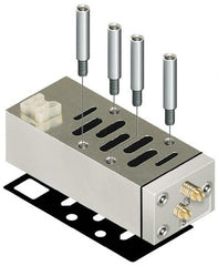 Parker - ISO 3 Sandwich Flow Control Valve - ISO 5599-2 Plug-In, 0 to 145 PSI & Zinc Material - Exact Tooling