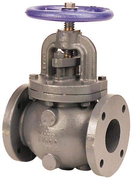 NIBCO - 2" Pipe, Flanged Ends, Iron Renewable Globe Valve - Iron Trim Disc, Bolted Bonnet, 200 psi WOG, 125 psi WSP, Class 125 - Exact Tooling