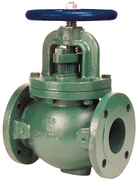 NIBCO - 2" Pipe, Flanged-Raised Face Ends, Iron Outside Screw & Yoke Globe Valve - Cast Bronze Disc, Bolted Bonnet, 285 psi WOG, Class 150 - Exact Tooling