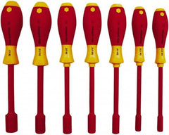 Wiha - 7 Piece 5 to 13mm Insulated Nutdriver Set - Cushion Grip Handle - Exact Tooling