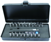 40 Piece - System 4 ESD Safe Micro Bit Interchangeable Set - #75996 - Includes: ESD Handle and Slotted; Phillips; Torx®; Hex Inch & Metric Micro Bits - 105mm Bit Extension - Storage Box - Exact Tooling
