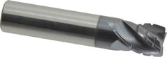 Accupro - 1/2" Diam, 5/8" LOC, 4 Flute Solid Carbide Corner Chamfer Roughing End Mill - AlTiN Finish, 2-1/2" OAL, 1/2" Shank Diam, Single End, 30° Helix - Exact Tooling