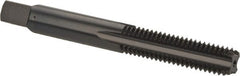 Union Butterfield - M8x1.25 Metric Coarse 6H 4 Flute Nitride/Oxide Finish High Speed Steel Straight Flute Standard Hand Tap - Bottoming, Right Hand Thread, 2-23/32" OAL, 1-1/8" Thread Length, D5 Limit, Oversize - Exact Tooling