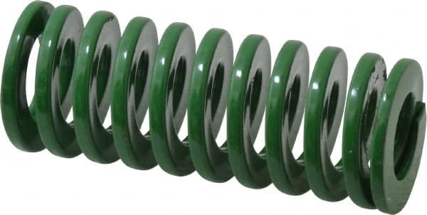 Dayton Lamina - 1" Hole Diam, 1/2" Rod Diam, 2-1/2" Free Length, Green Die Spring - 20.4 Lb Max Deflection, 1.01" Max Deflection, Light Duty, Chromium Vanadium Steel - Exact Tooling