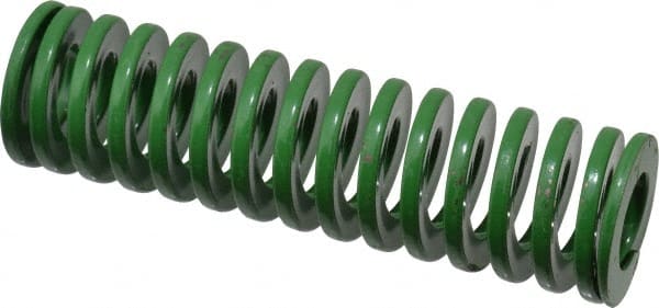 Dayton Lamina - 1" Hole Diam, 1/2" Rod Diam, 3-1/2" Free Length, Green Die Spring - 14.1 Lb Max Deflection, 1.4" Max Deflection, Light Duty, Chromium Vanadium Steel - Exact Tooling