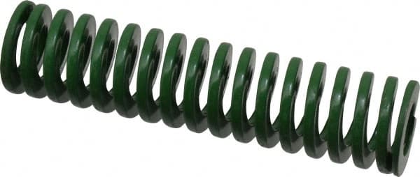Dayton Lamina - 1" Hole Diam, 1/2" Rod Diam, 4" Free Length, Green Die Spring - 12.1 Lb Max Deflection, 1.61" Max Deflection, Light Duty, Chromium Vanadium Steel - Exact Tooling